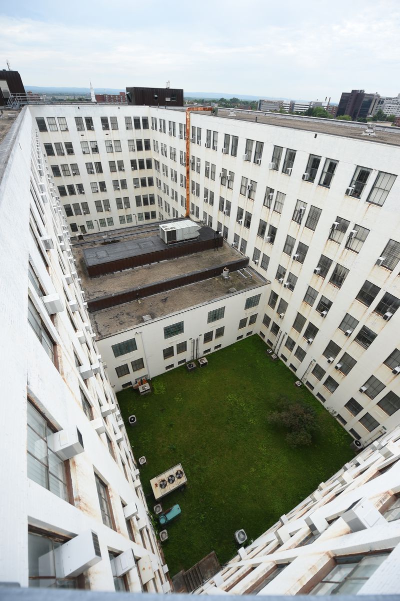 This 2015 file photo shows the interior courtyards of the State Office Building on Capitol Avenue in Hartford.